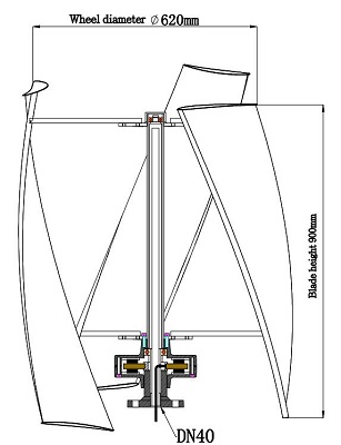 400w axis wind turbine dimension