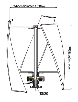 600w vertical axis wind turbine dimension