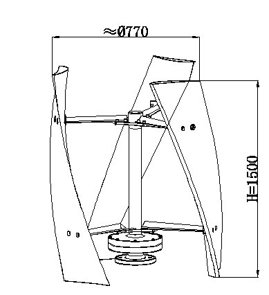 800w vertical axis wind turbine dimension