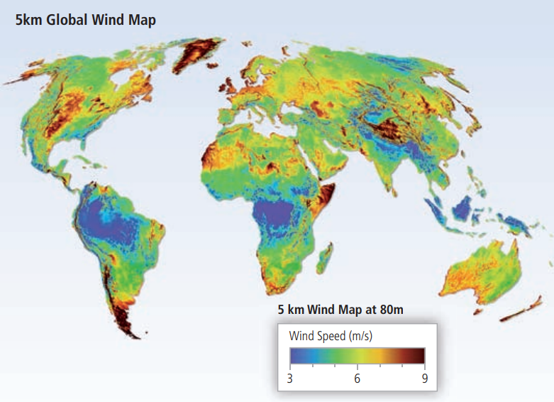 Global wind resource map