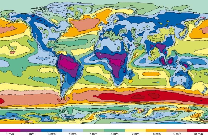 Worldwide wind map